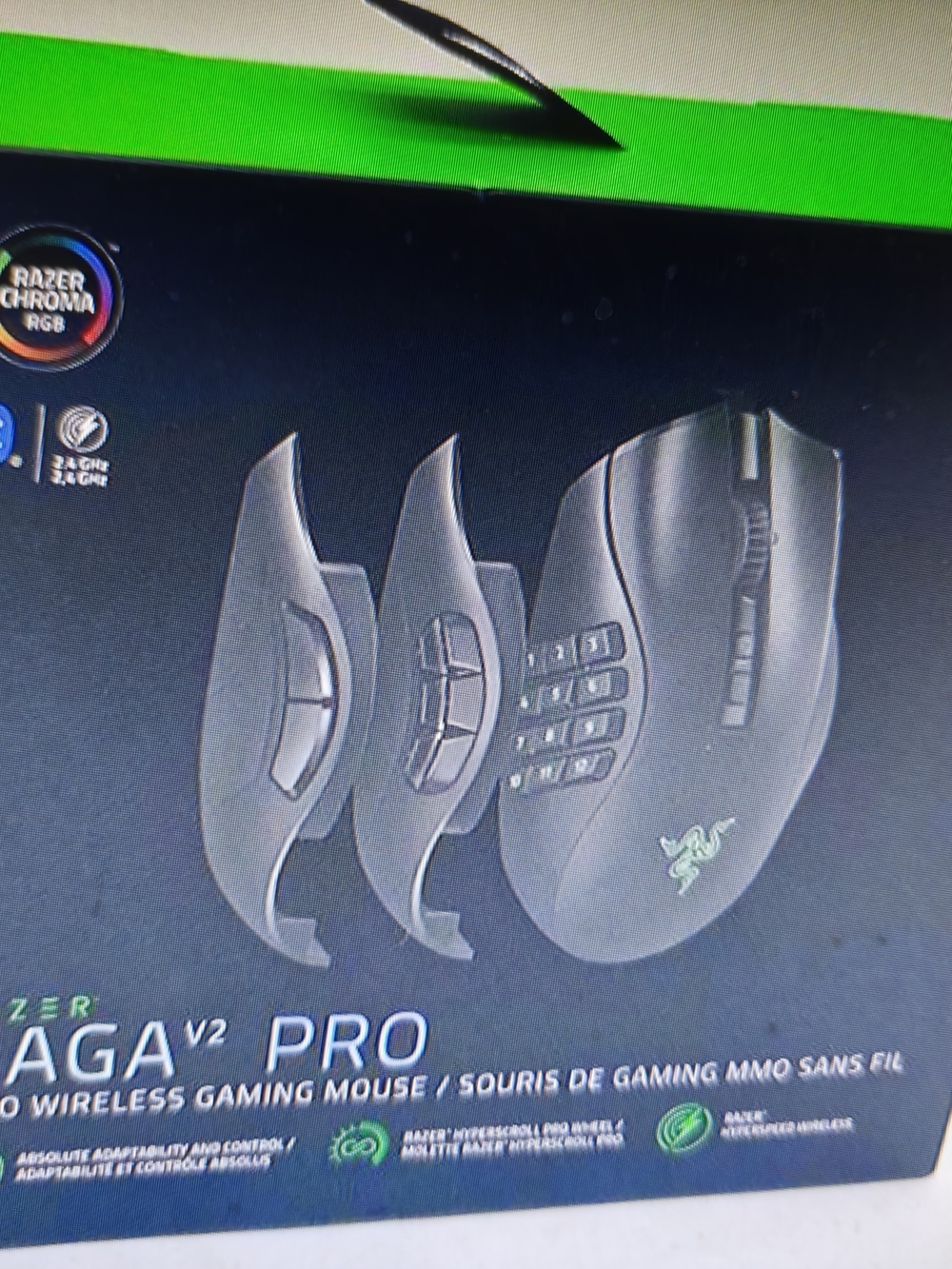 Razer Naga V2 Pro Wireless MMO Gaming Mouse - Black with RGB Accent
